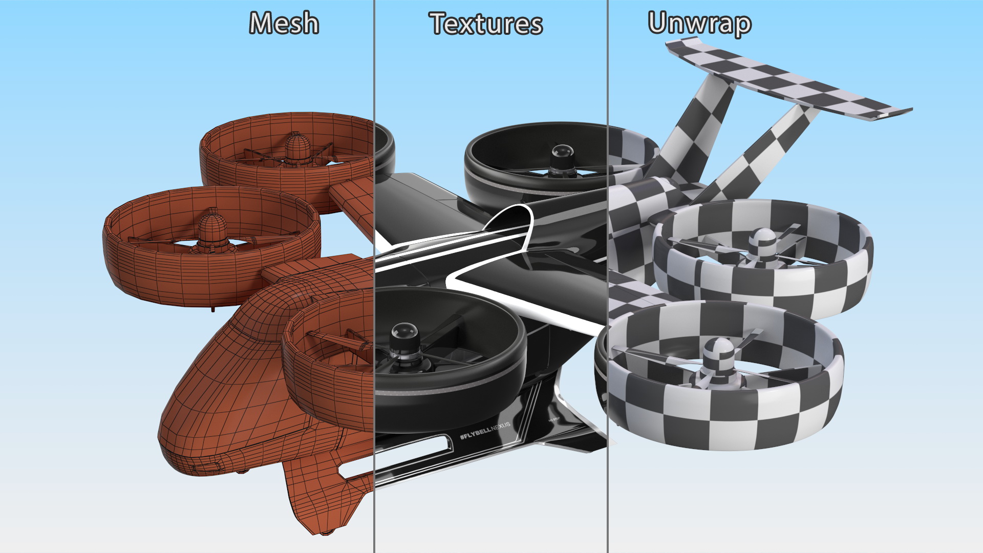 3D Flying Taxi Bell Nexus Rigged for Maya model
