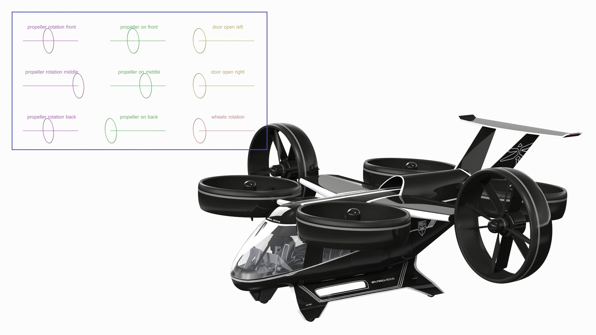 3D Flying Taxi Bell Nexus Rigged for Maya model