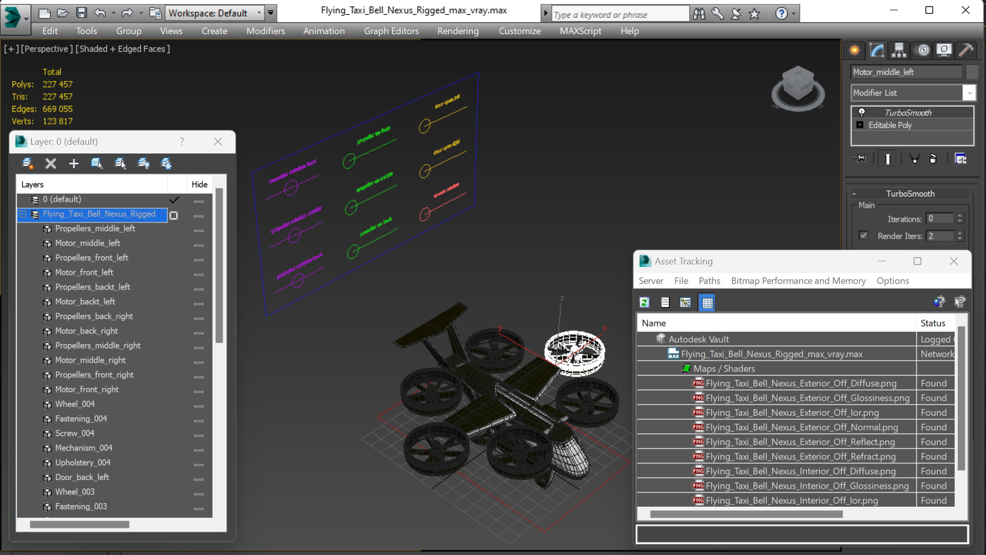 3D Flying Taxi Bell Nexus Rigged for Maya model