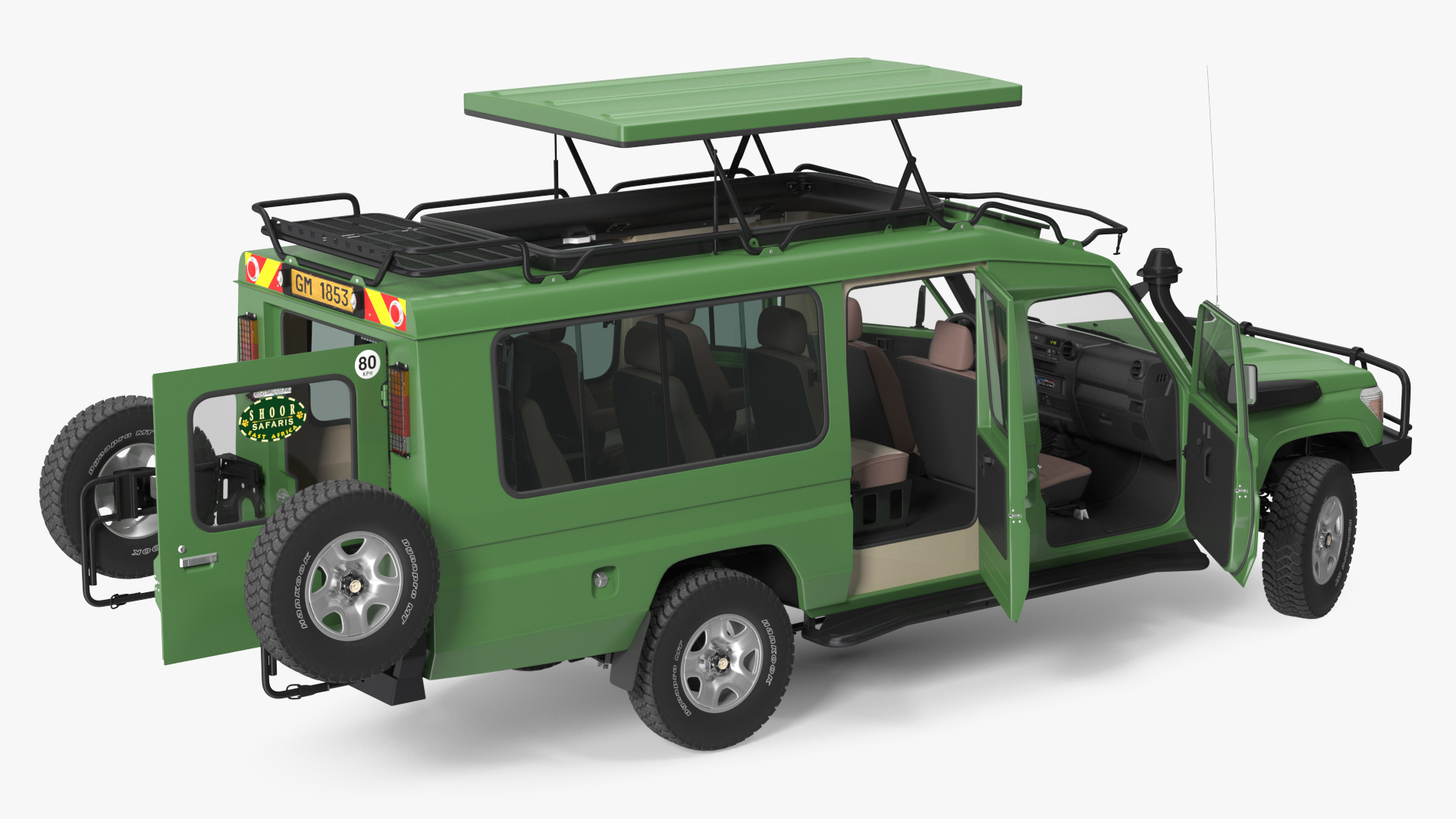 3D model Toyota Land Cruiser Safari Green Clean Rigged