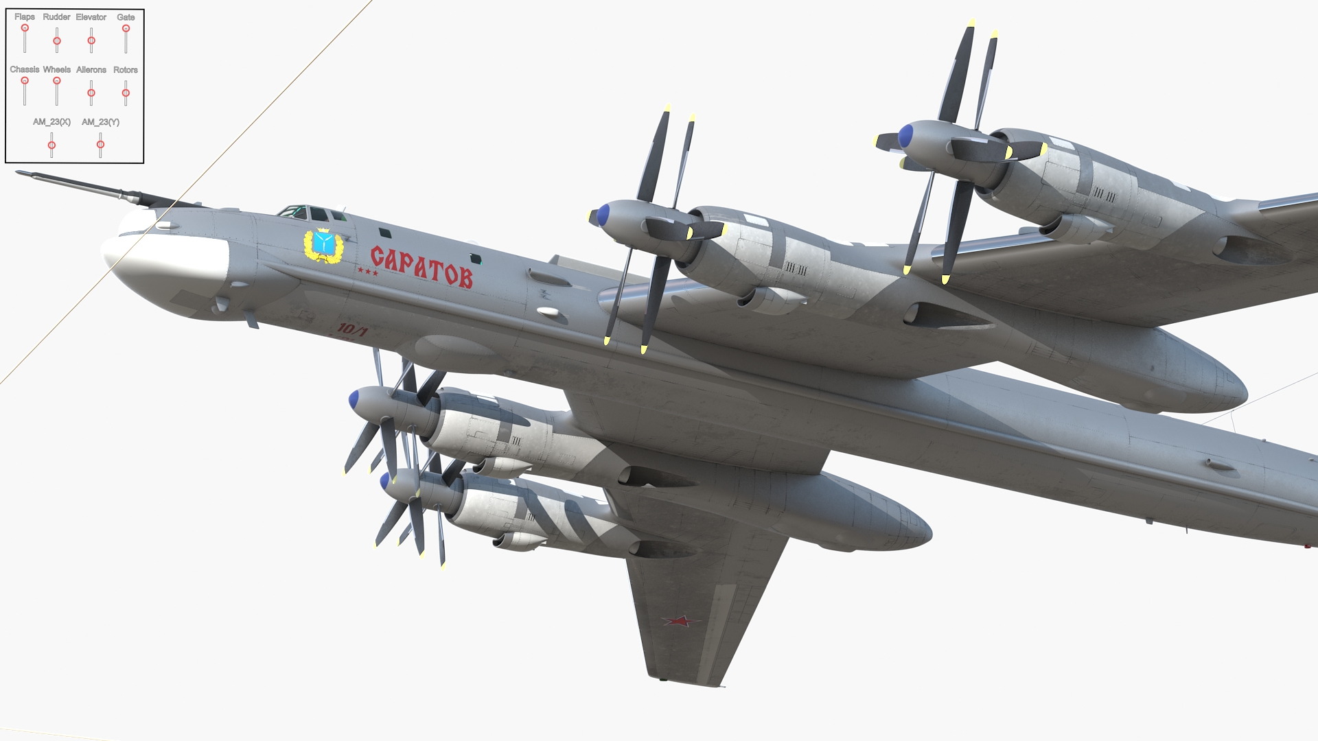 3D Strategic Missile Carrier Tu-95MC Bear Simple Interior Rigged