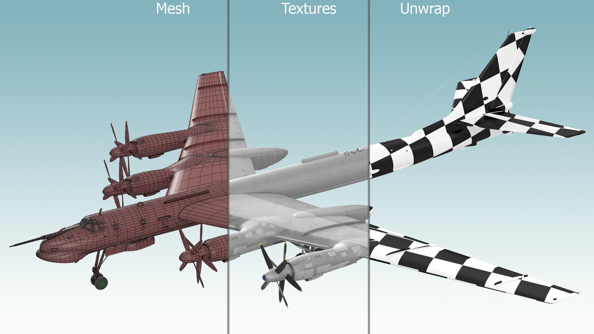 3D Strategic Missile Carrier Tu-95MC Bear Simple Interior Rigged