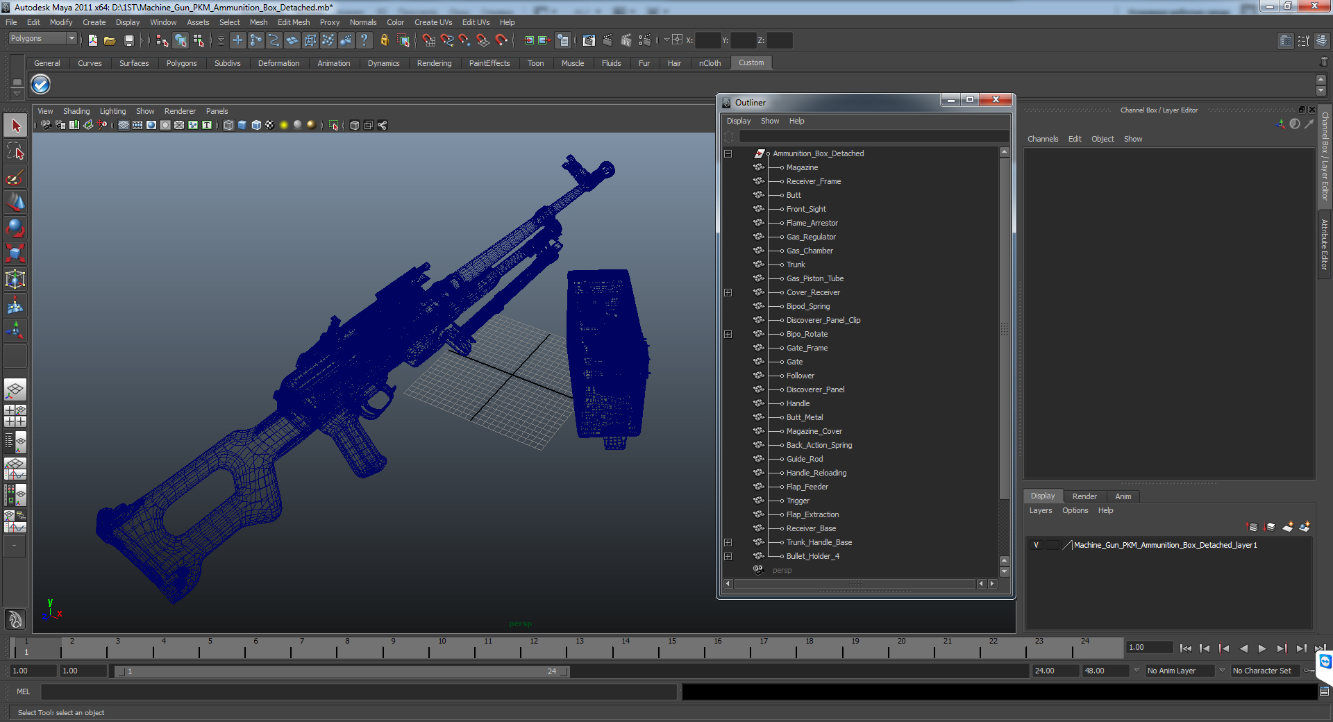 Machine Gun PKM Ammunition Box Detached 3D model