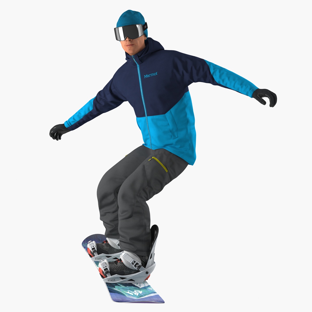 Snowboard Man Rigged, view 4