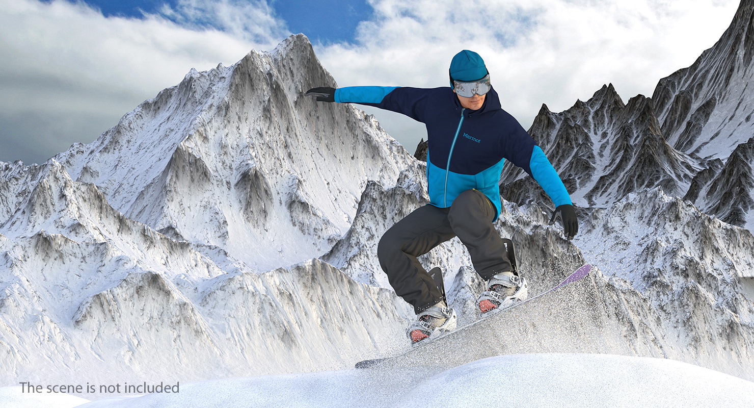 3D model Snowboard Man Rigged