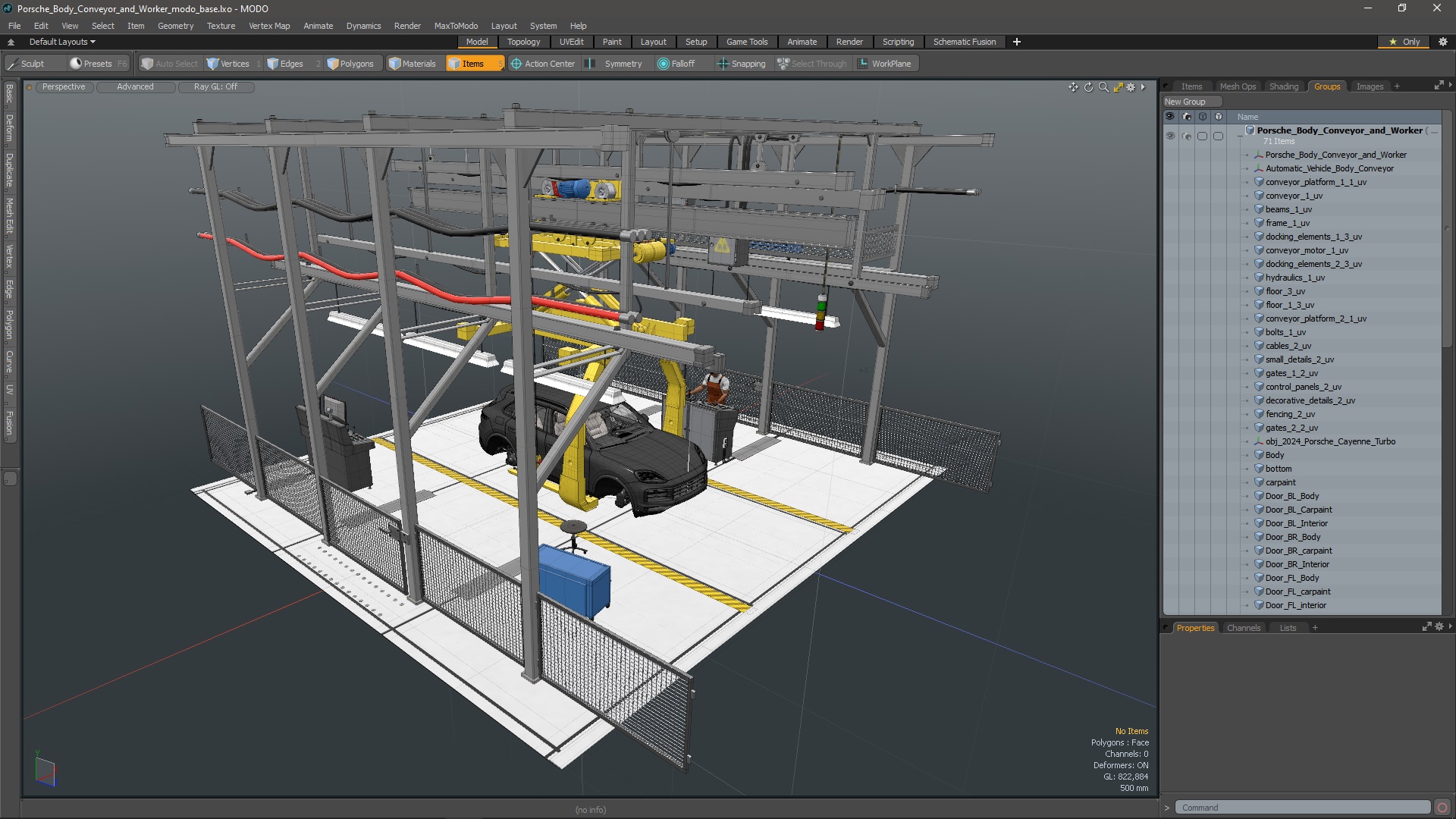 Porsche Body Conveyor and Worker 3D