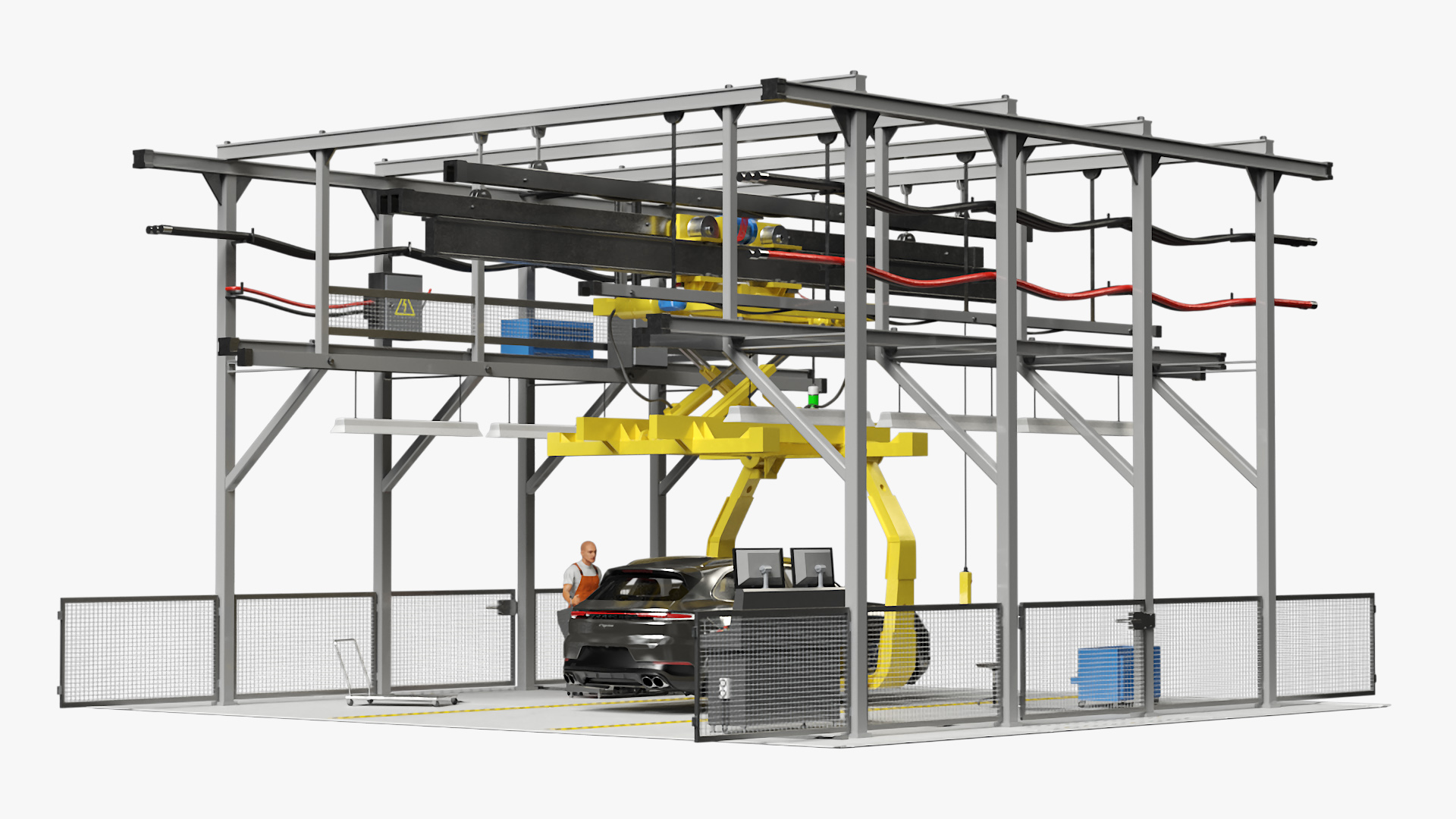 Porsche Body Conveyor and Worker 3D