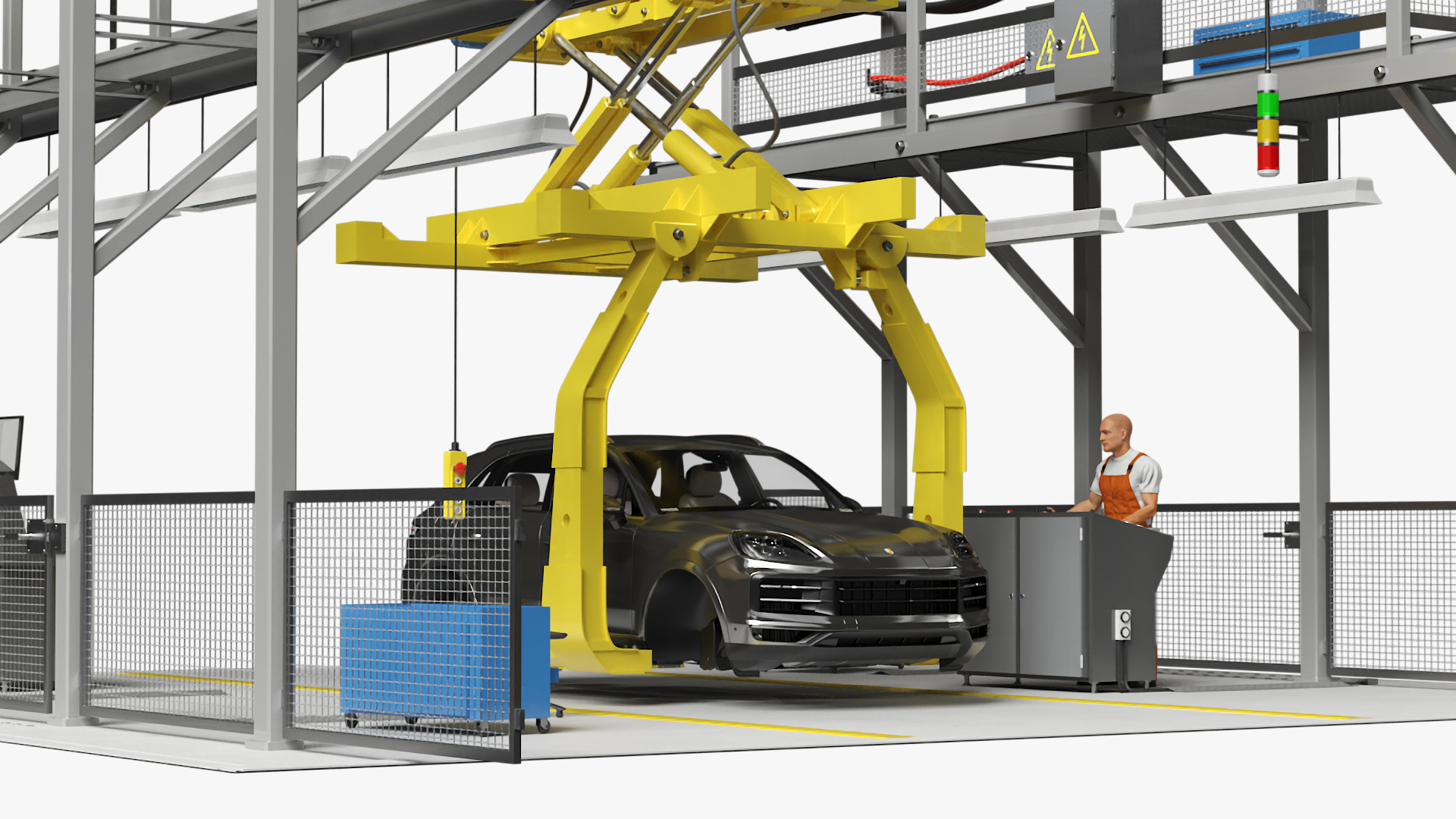 Porsche Body Conveyor and Worker 3D