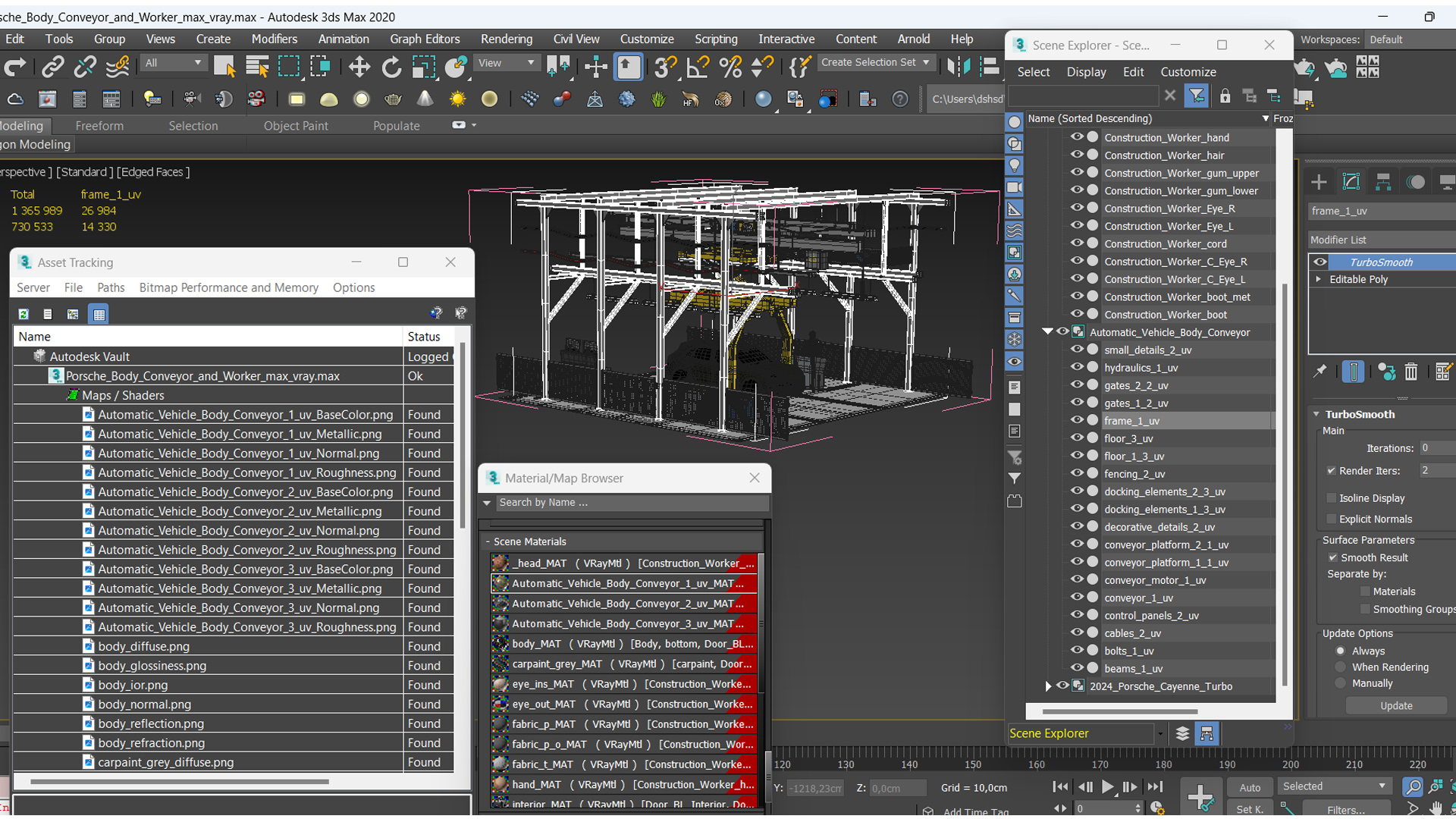Porsche Body Conveyor and Worker 3D