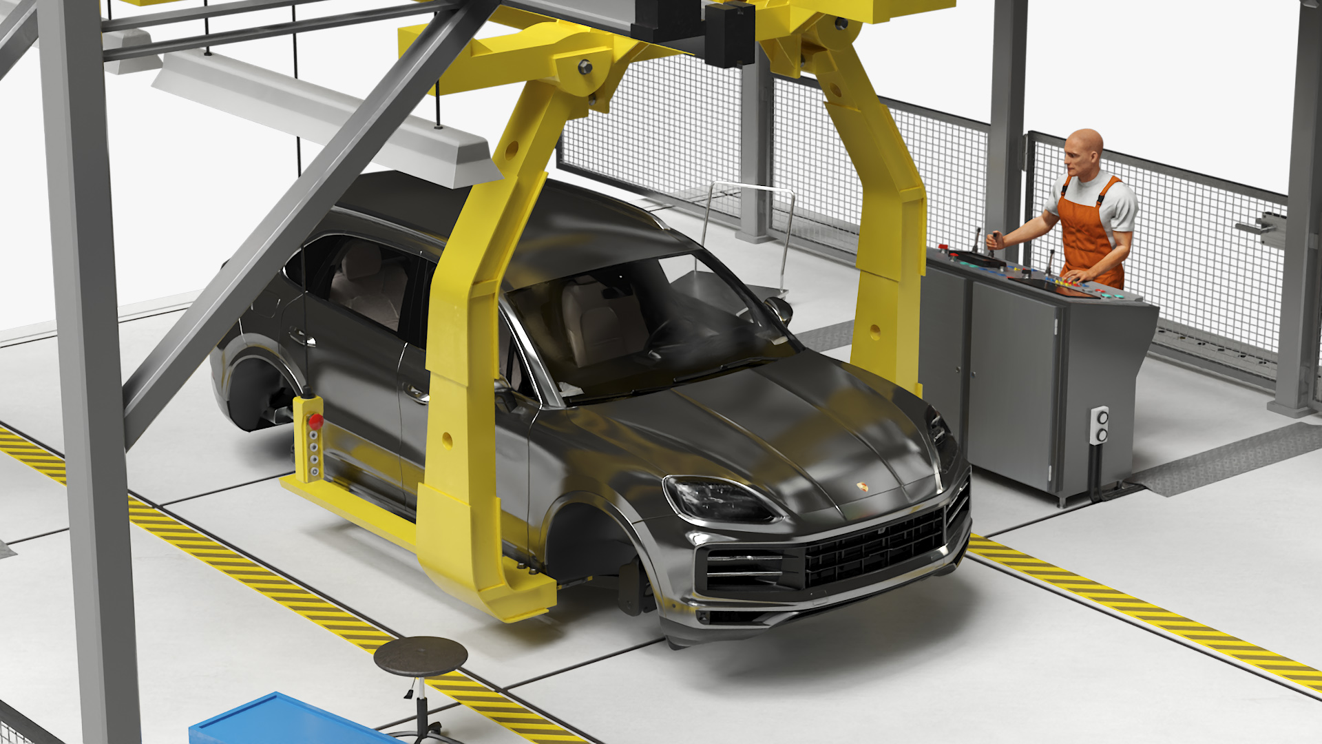Porsche Body Conveyor and Worker 3D