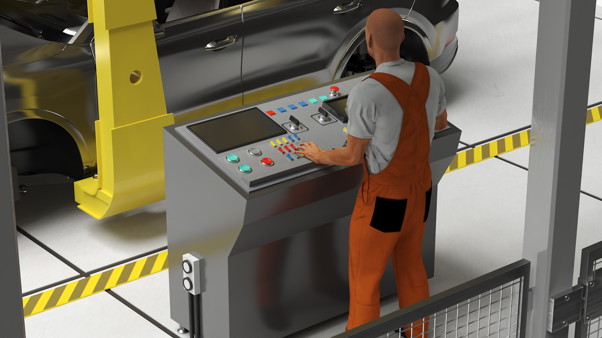 Porsche Body Conveyor and Worker 3D
