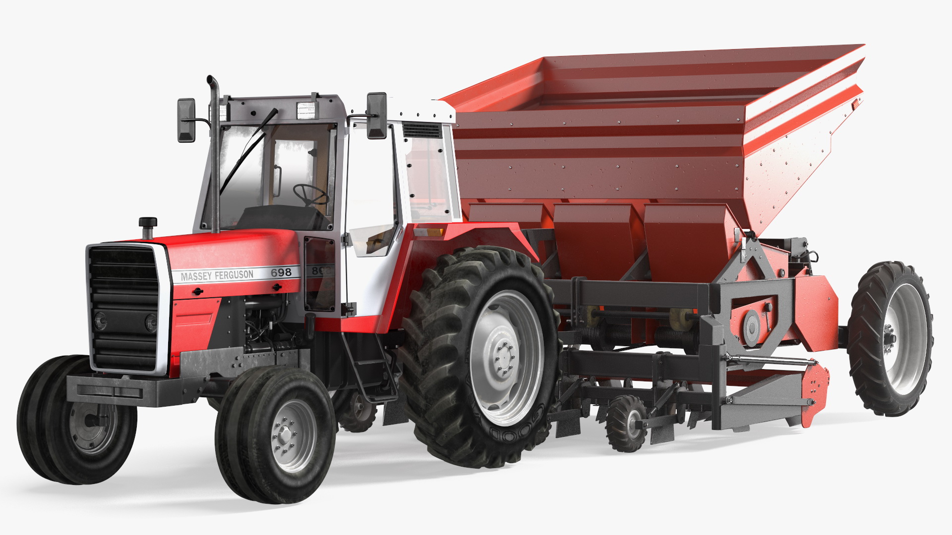 Vintage Tractor Ferguson With Potato Planter 3D model
