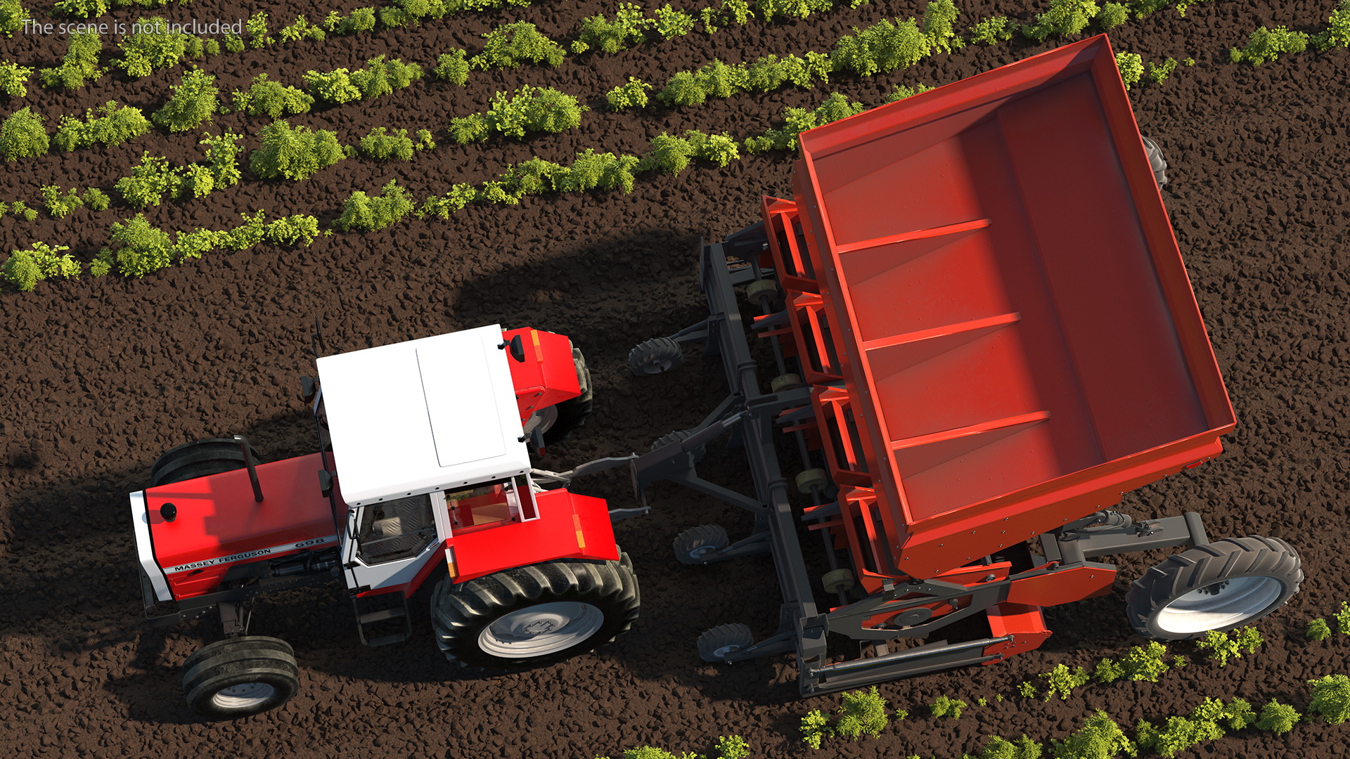 Vintage Tractor Ferguson With Potato Planter 3D model