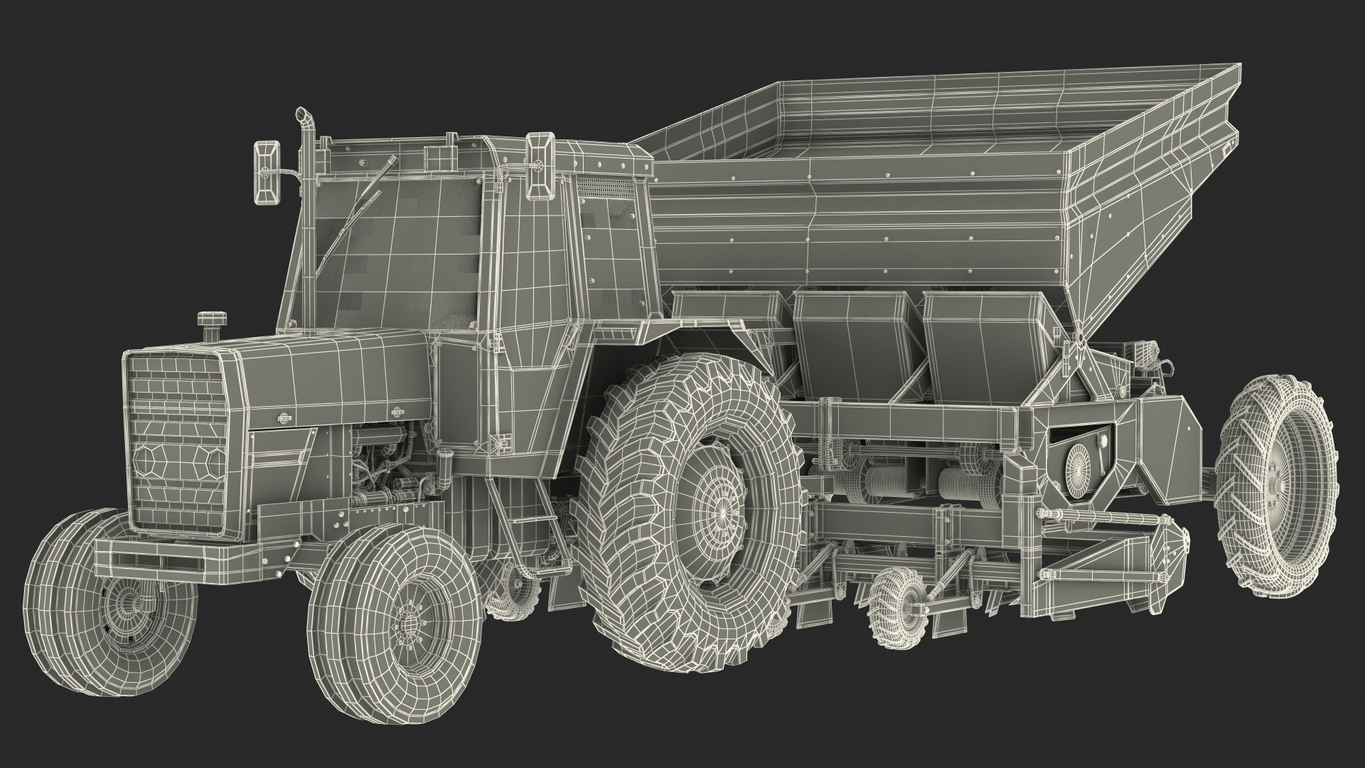 Vintage Tractor Ferguson With Potato Planter 3D model