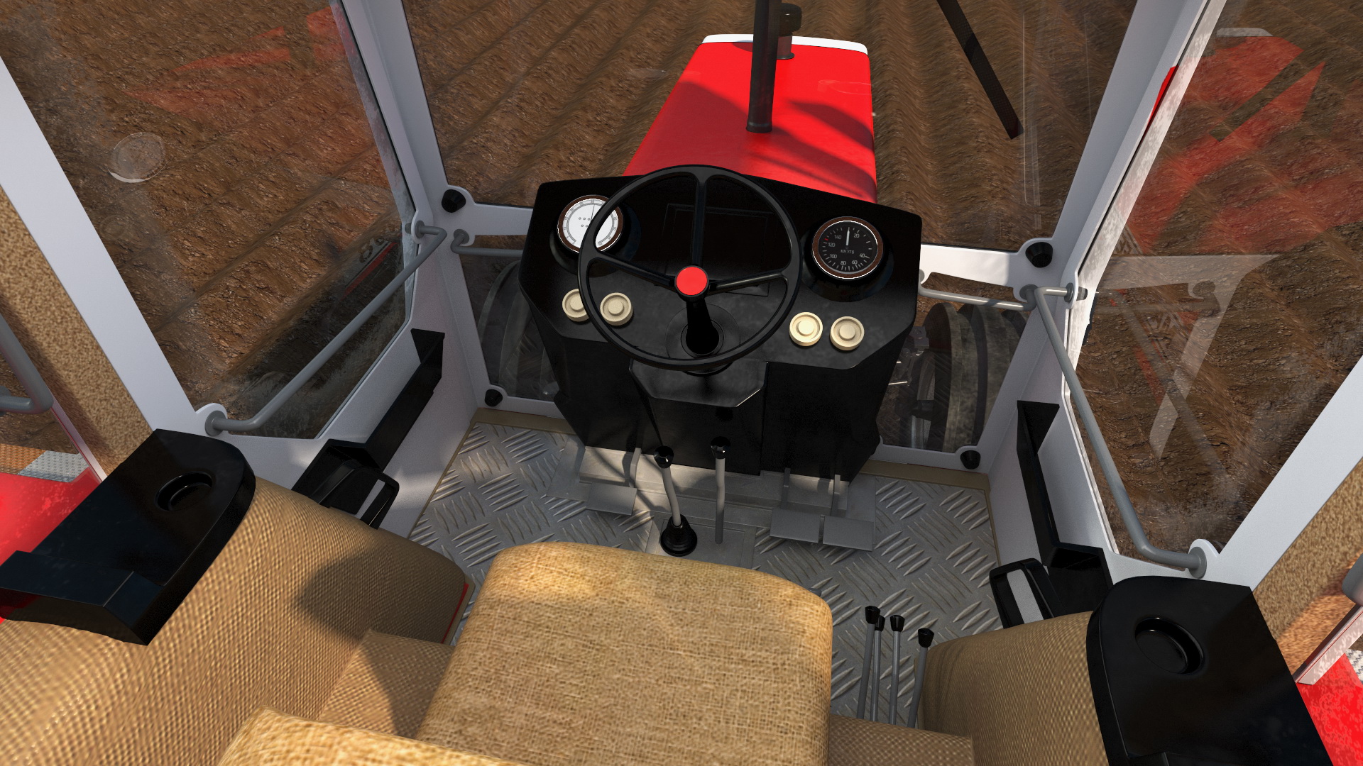 Vintage Tractor Ferguson With Potato Planter 3D model