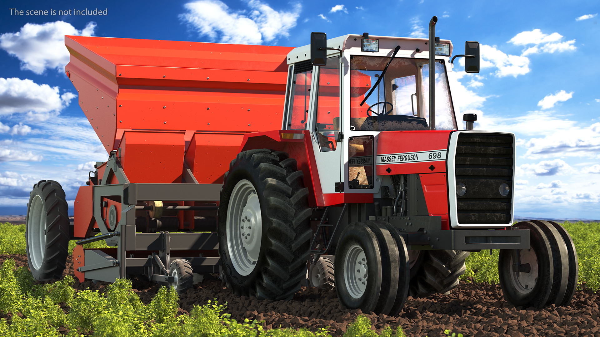 Vintage Tractor Ferguson With Potato Planter 3D model
