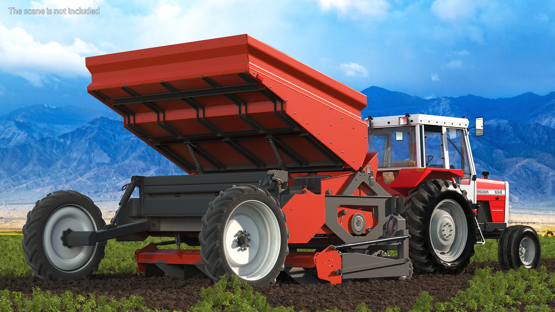 Vintage Tractor Ferguson With Potato Planter 3D model