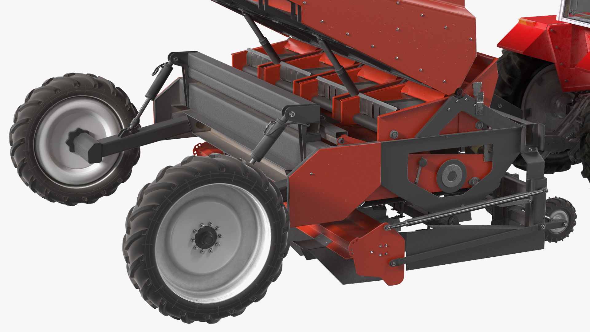 Vintage Tractor Ferguson With Potato Planter 3D model