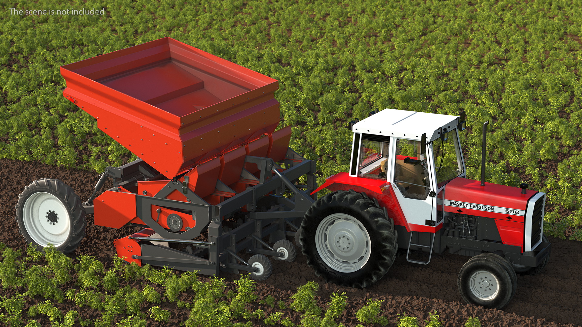 Vintage Tractor Ferguson With Potato Planter 3D model