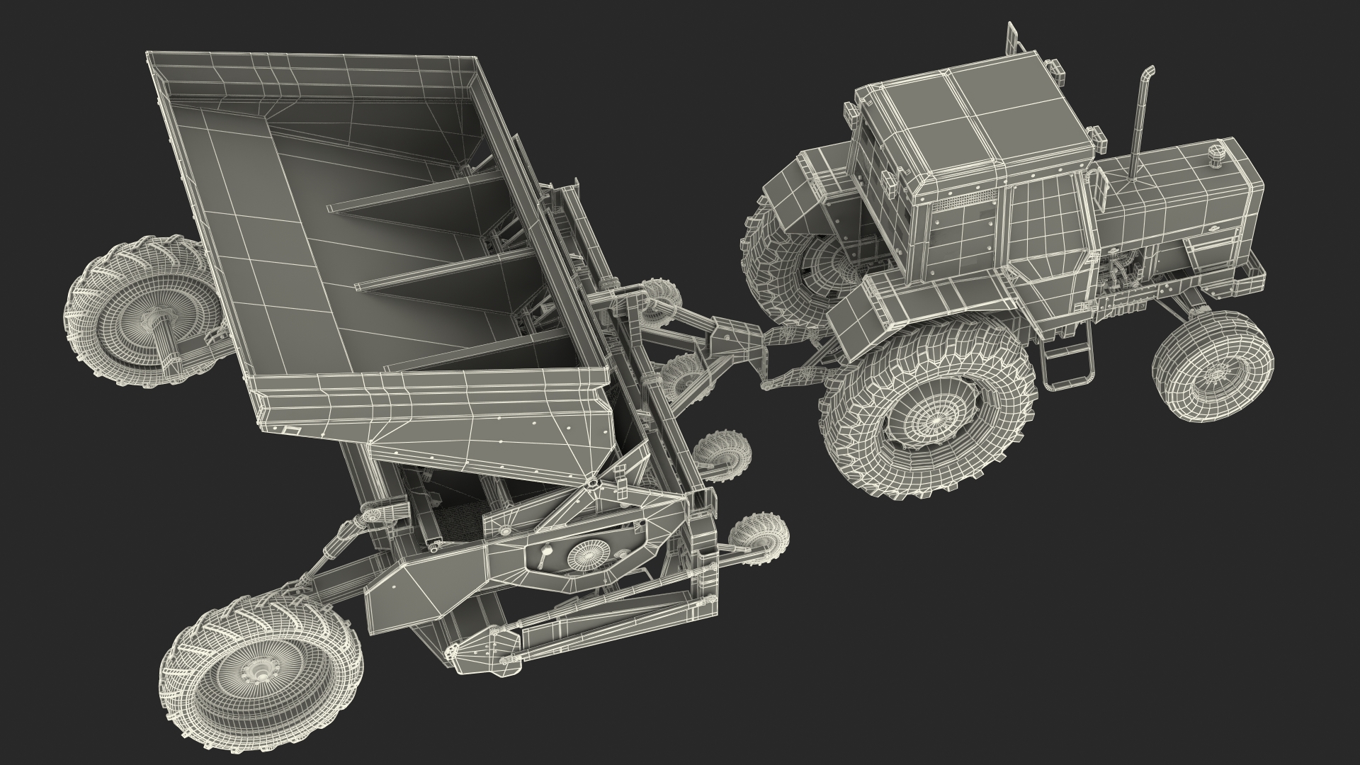 Vintage Tractor Ferguson With Potato Planter 3D model