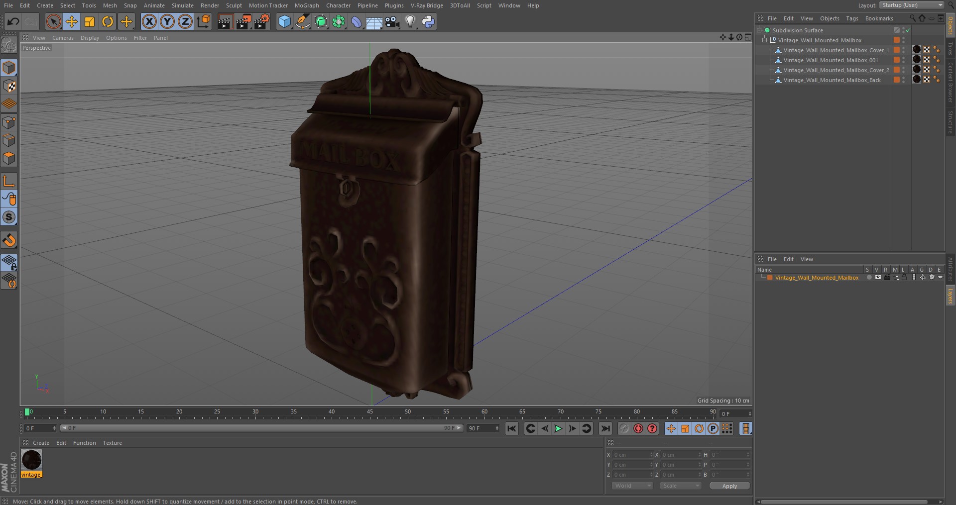 3D Vintage Wall Mounted Mailbox model
