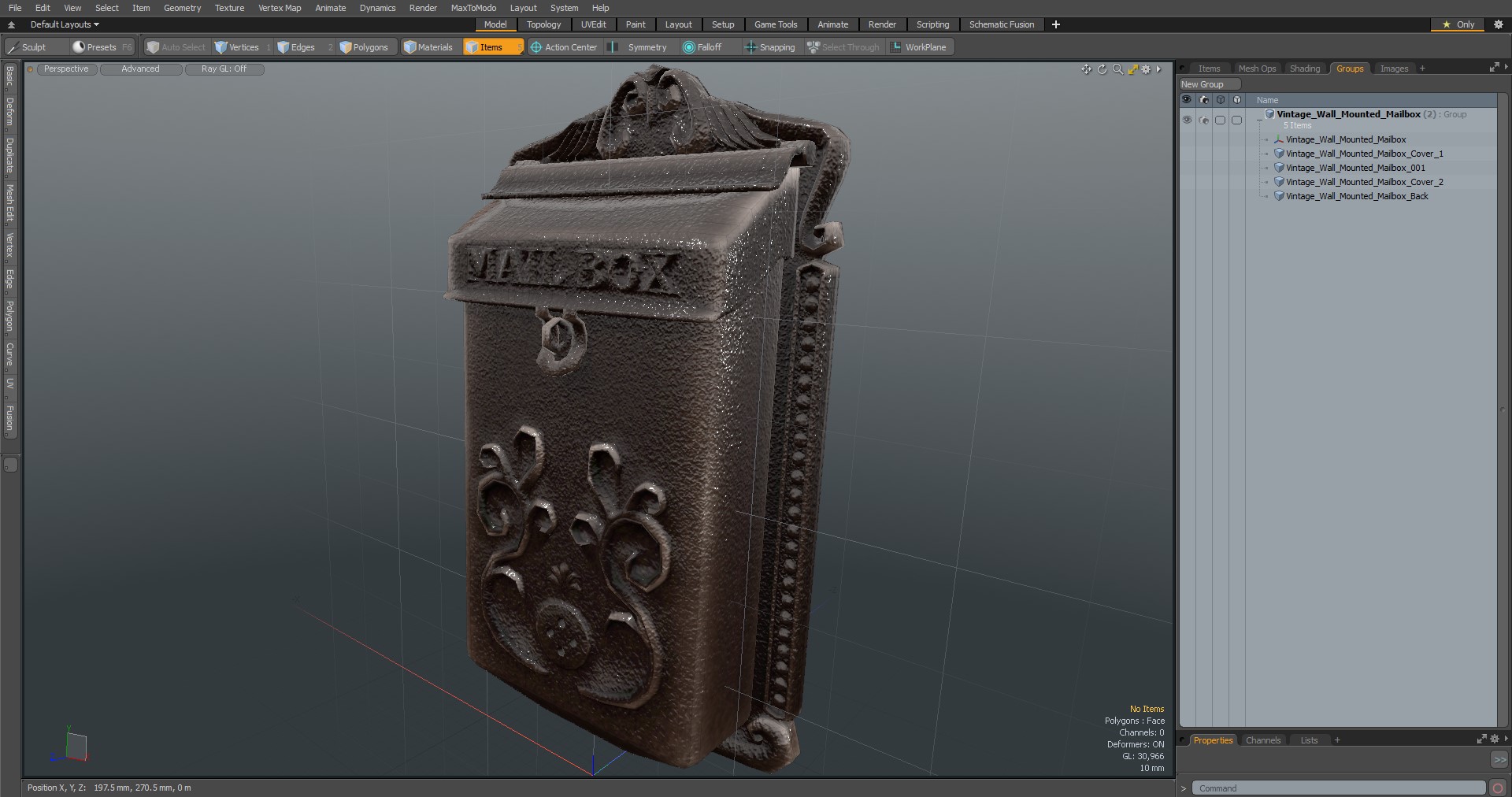 3D Vintage Wall Mounted Mailbox model