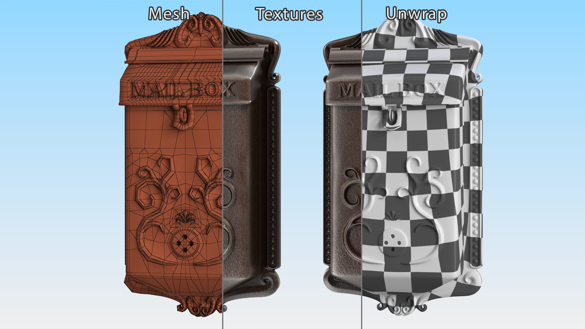 3D Vintage Wall Mounted Mailbox model