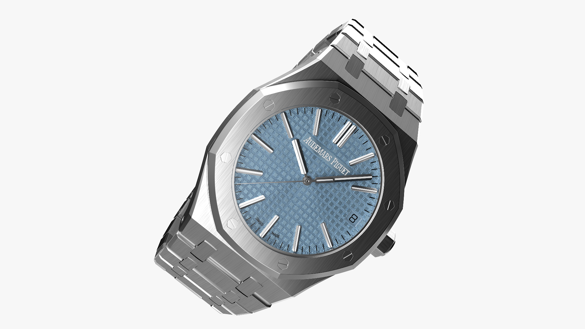 3D Audemars Piguet Royal Oak Smoked Blue White Gold Grande Tapisserie