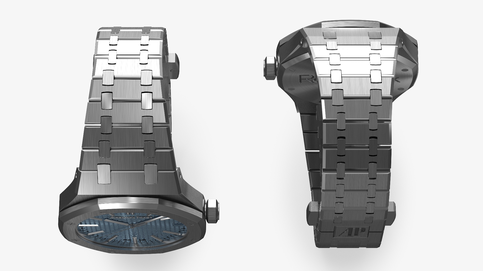 3D Audemars Piguet Royal Oak Smoked Blue White Gold Grande Tapisserie