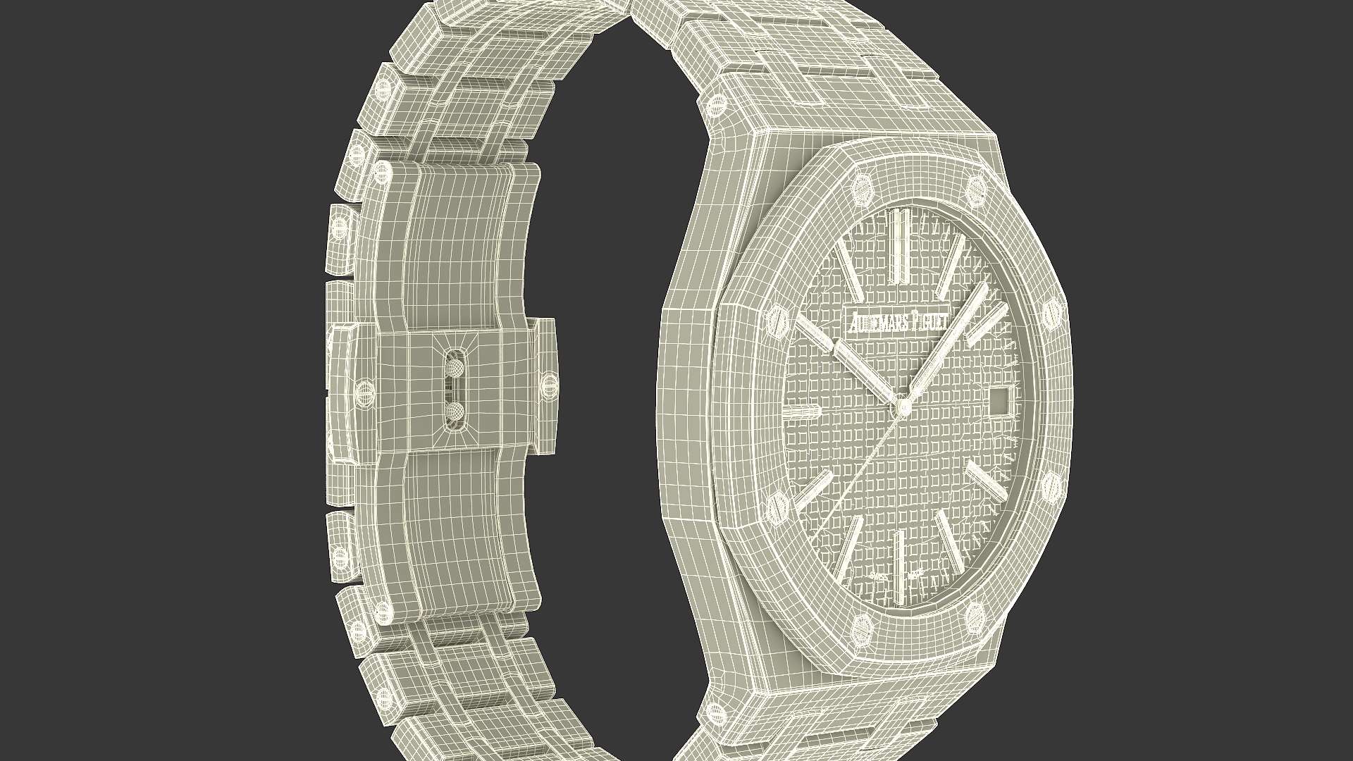 3D Audemars Piguet Royal Oak Smoked Blue White Gold Grande Tapisserie