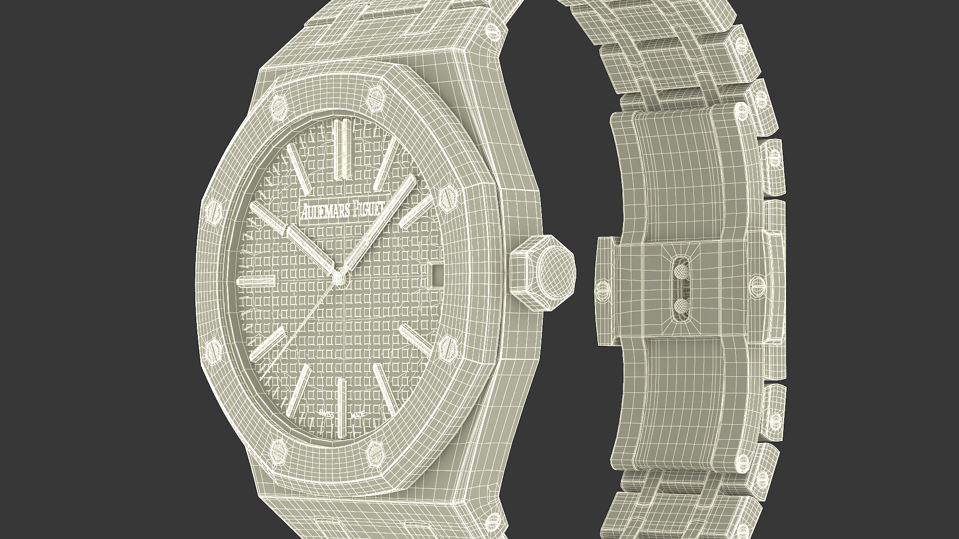 3D Audemars Piguet Royal Oak Smoked Blue White Gold Grande Tapisserie