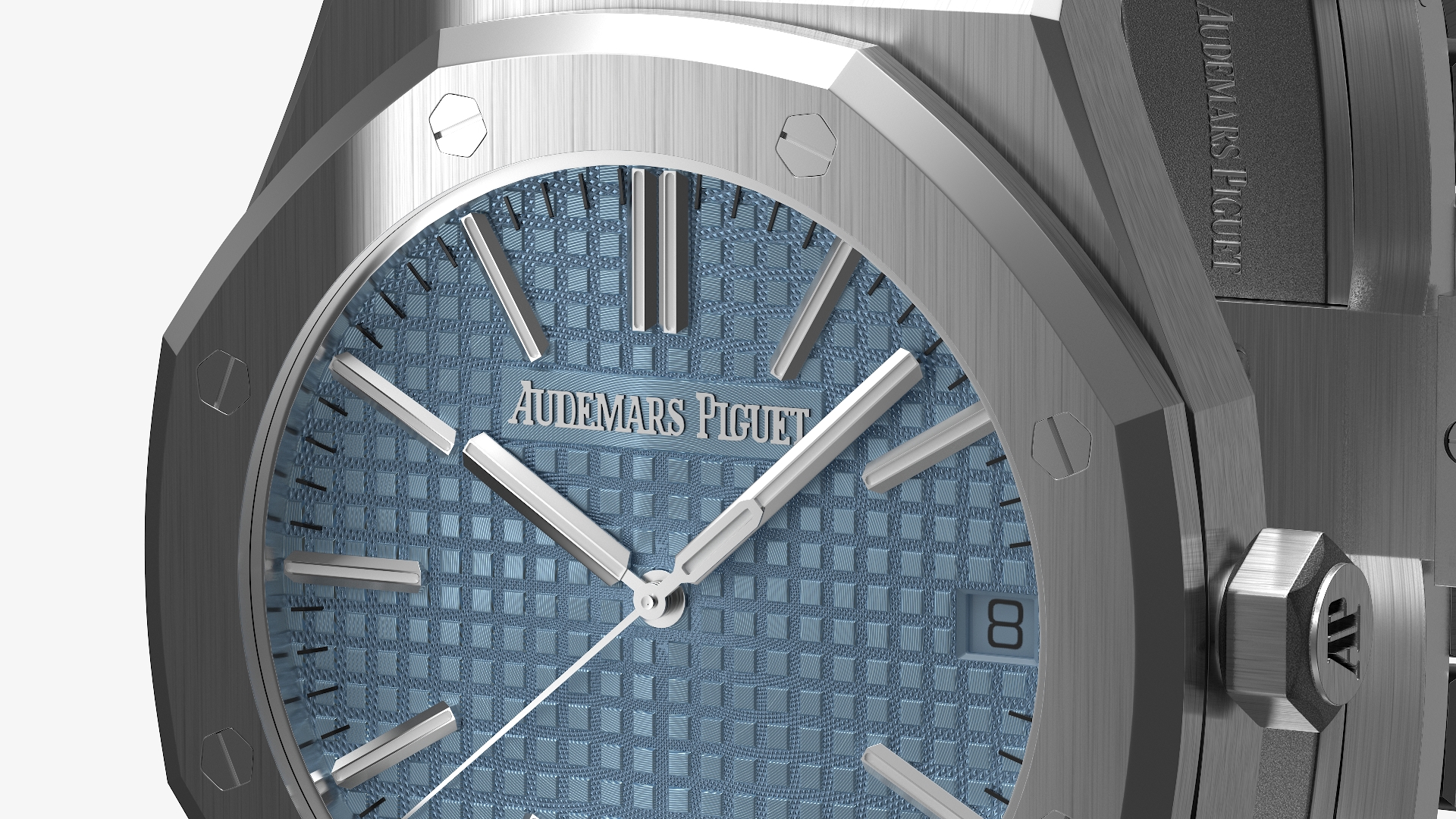 3D Audemars Piguet Royal Oak Smoked Blue White Gold Grande Tapisserie