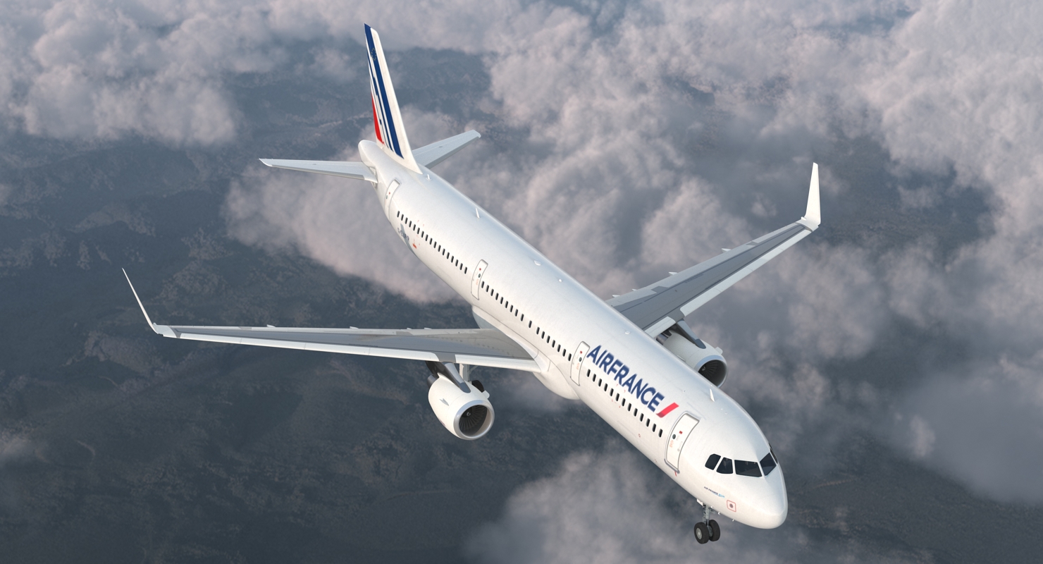 3D Airbus A321 with Interior and Cockpit Air France model
