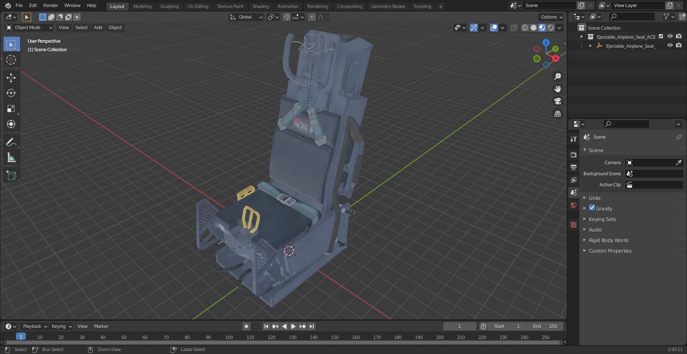 3D Ejectable Airplane Seat ACES FIVE model