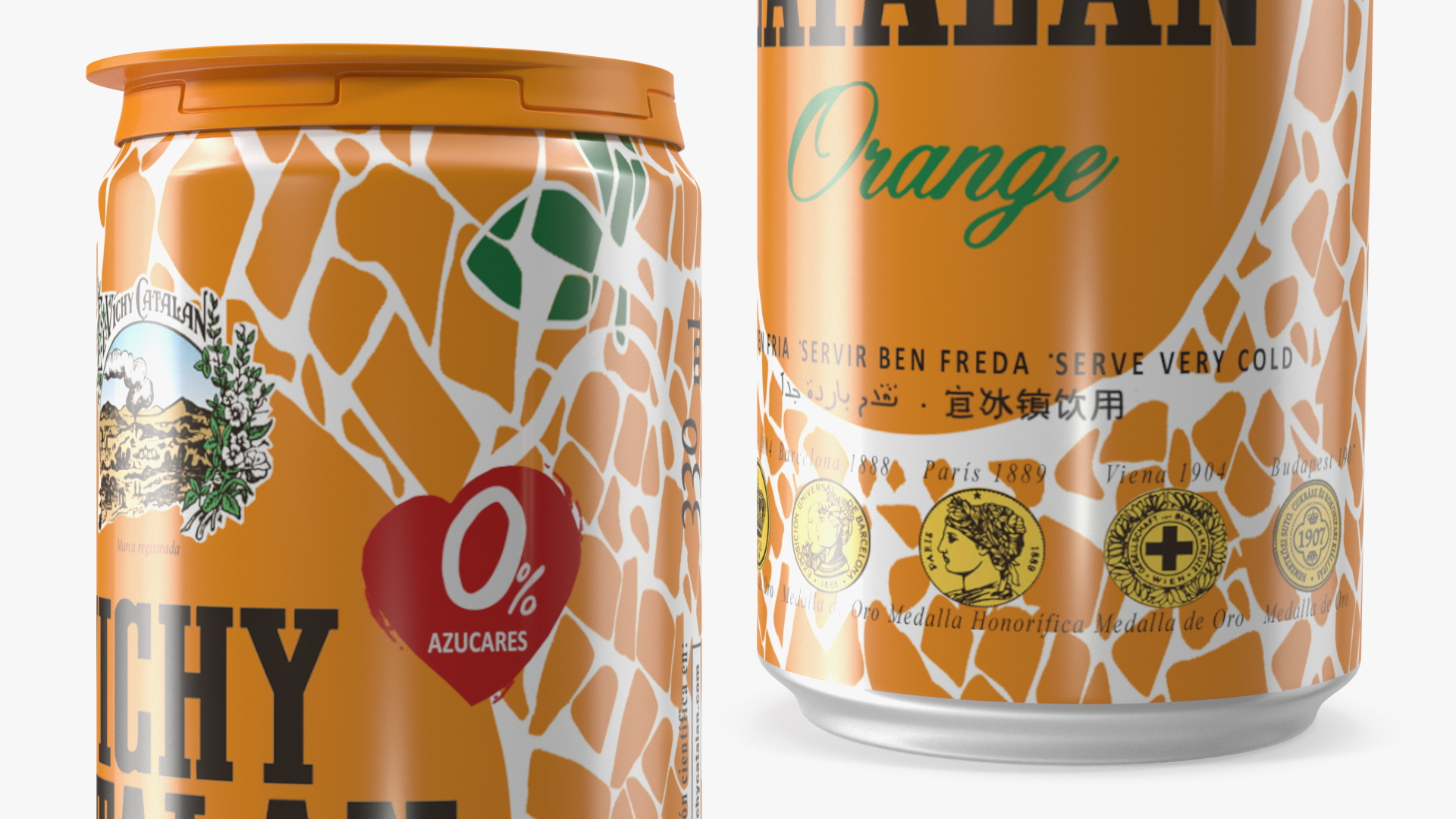 3D Can of Vichy Catalan Water Orange model