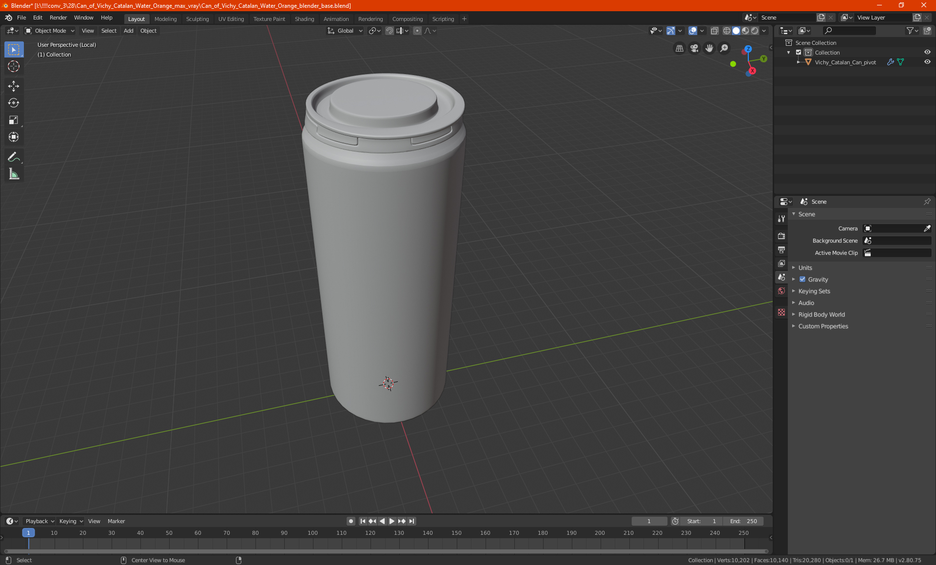 3D Can of Vichy Catalan Water Orange model