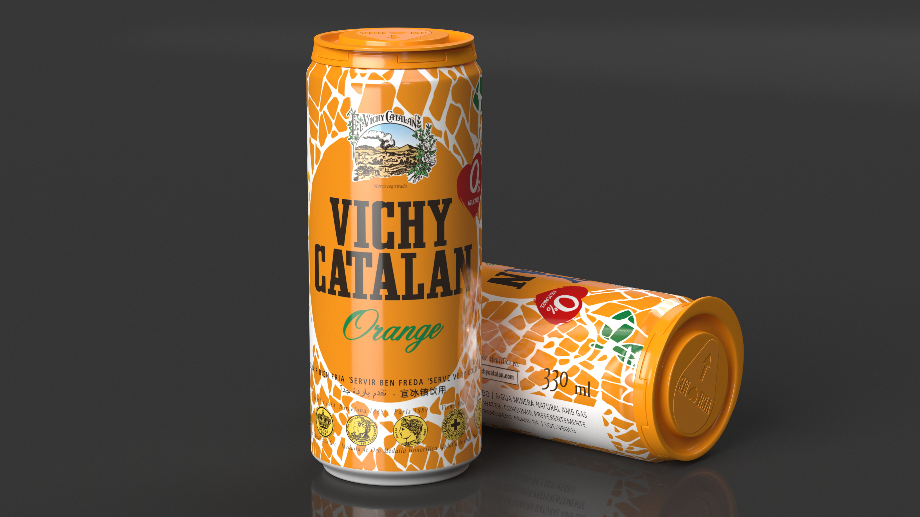 3D Can of Vichy Catalan Water Orange model