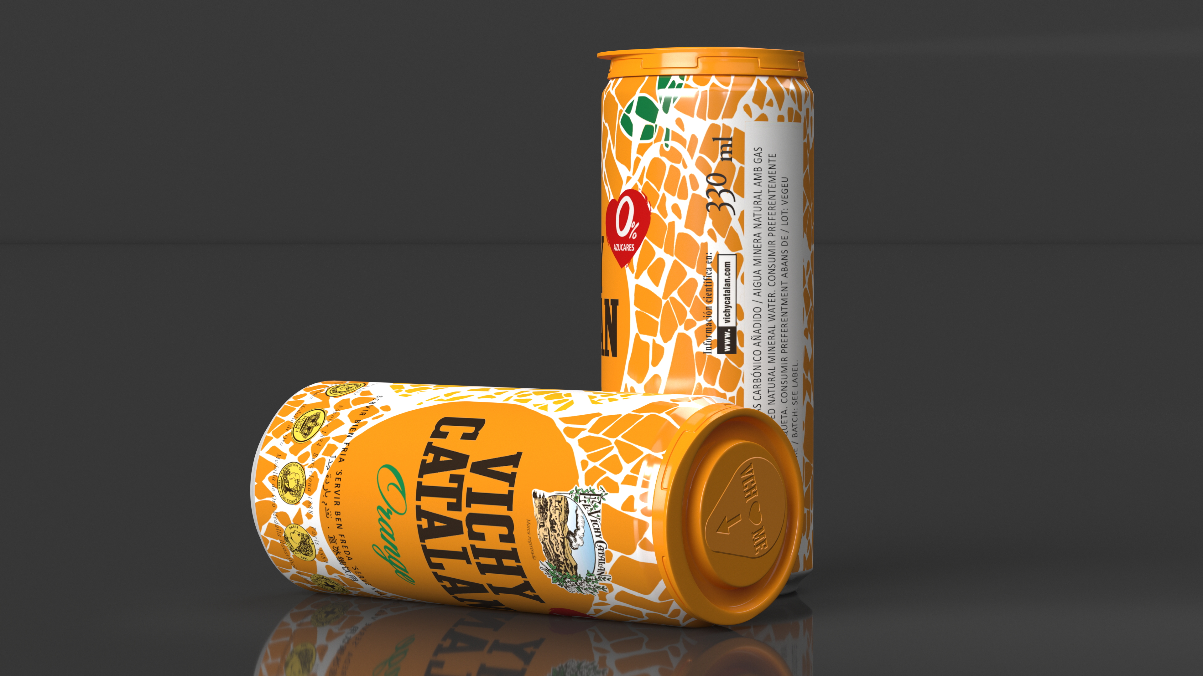 3D Can of Vichy Catalan Water Orange model