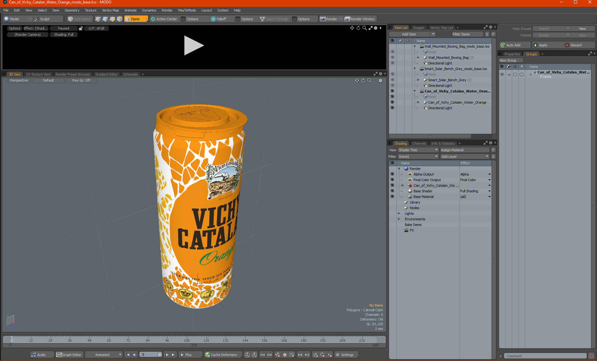 3D Can of Vichy Catalan Water Orange model