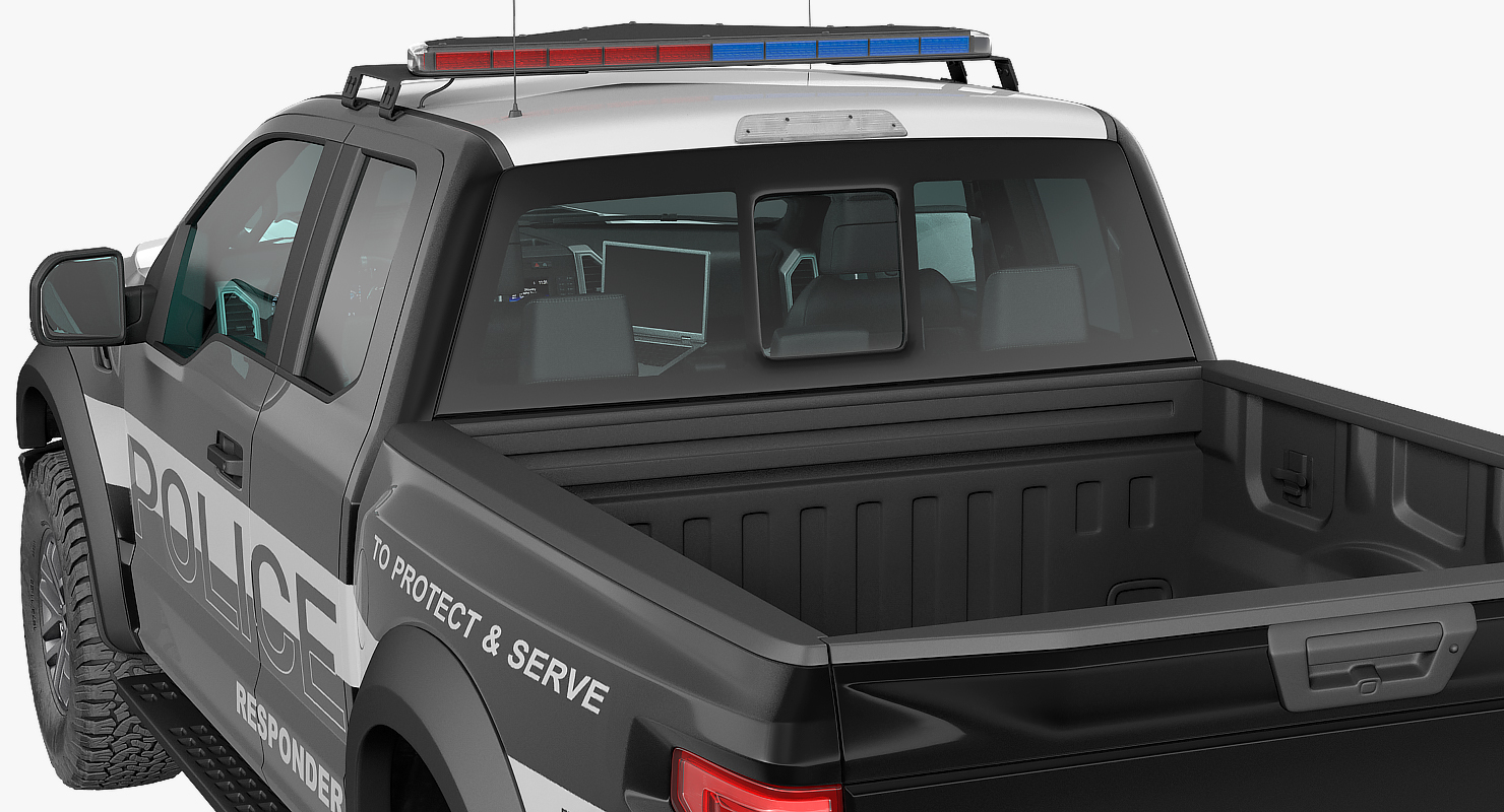 Police Pickup Truck Generic Rigged 3D model