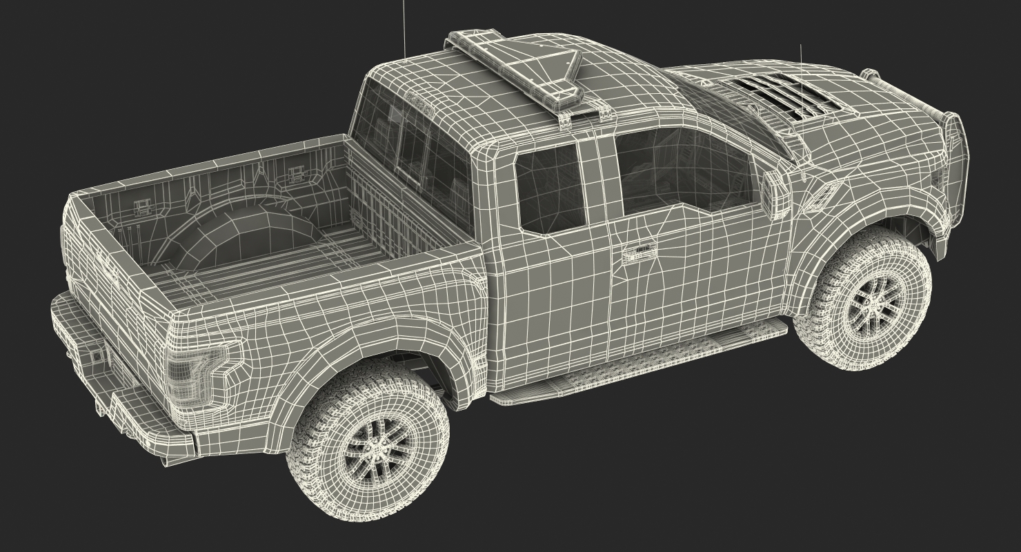 Police Pickup Truck Generic Rigged 3D model