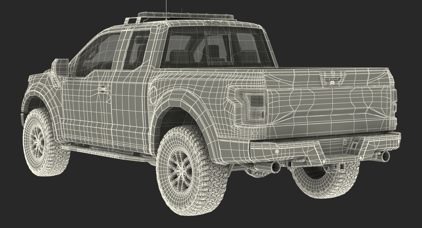 Police Pickup Truck Generic Rigged 3D model