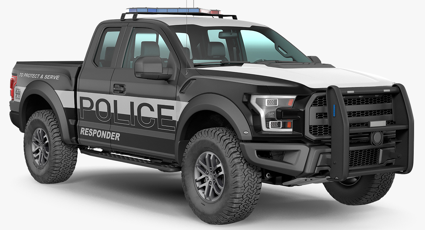 Police Pickup Truck Generic Rigged 3D model