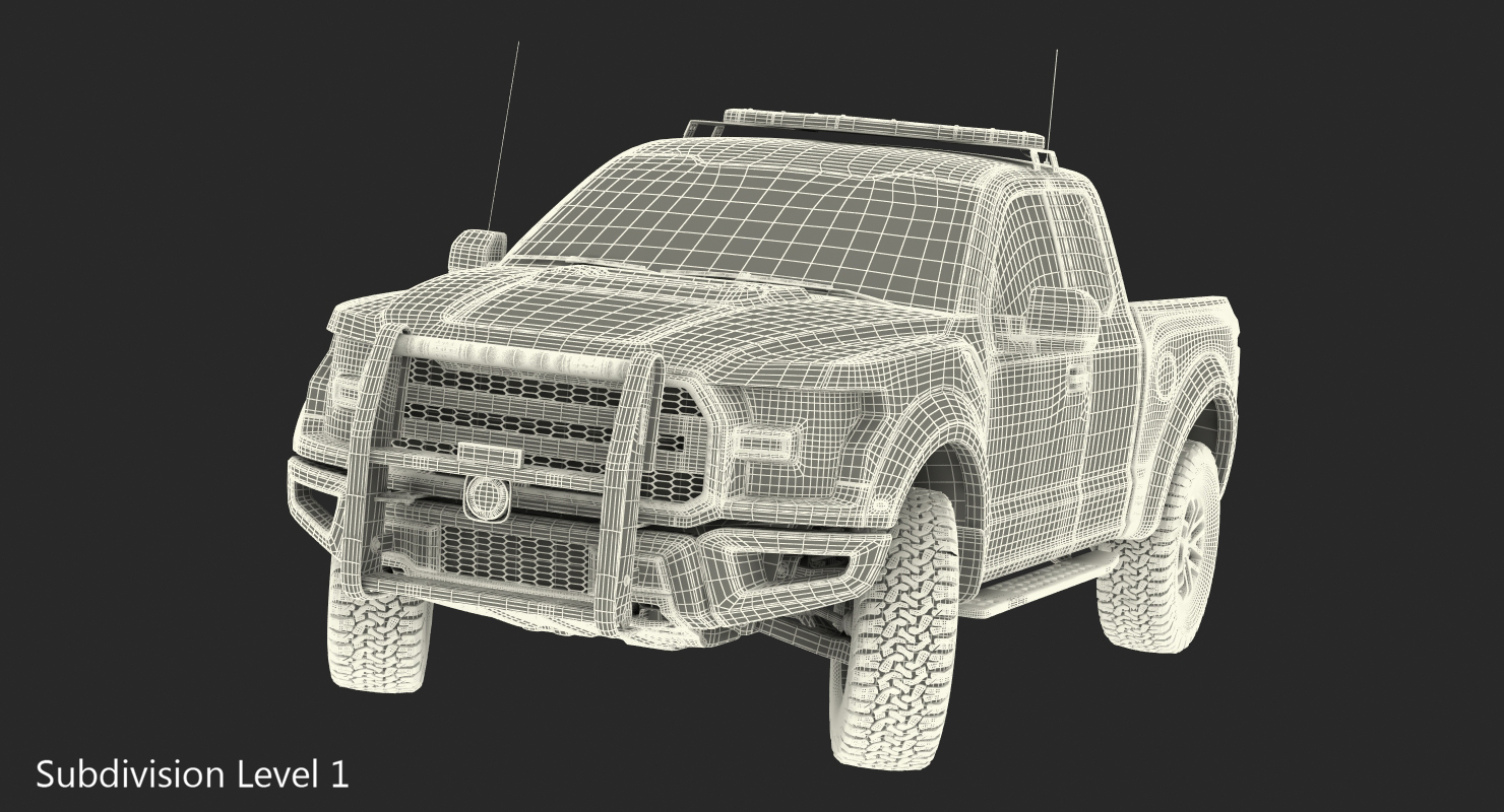 Police Pickup Truck Generic Rigged 3D model