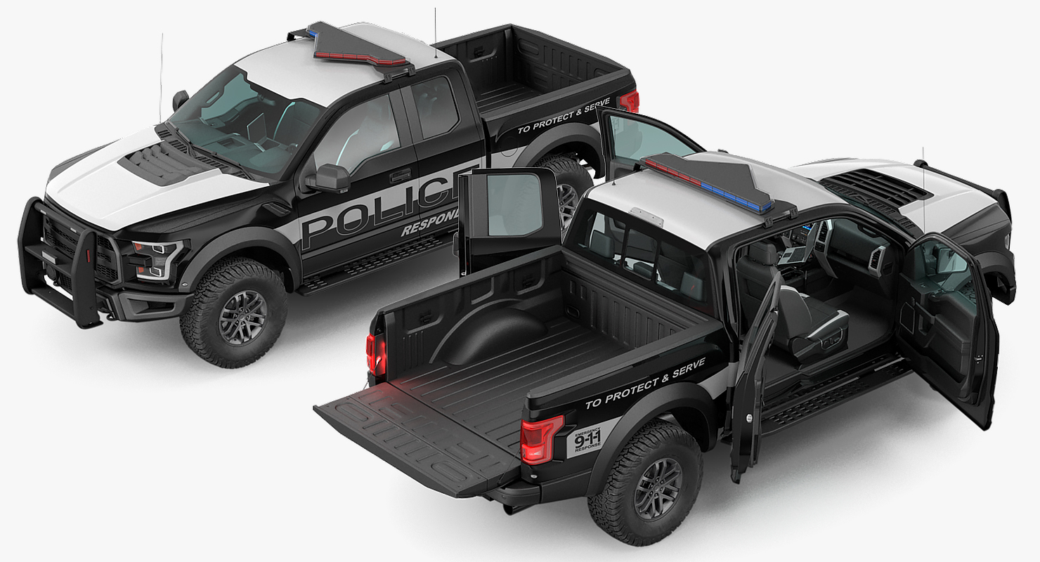 Police Pickup Truck Generic Rigged 3D model