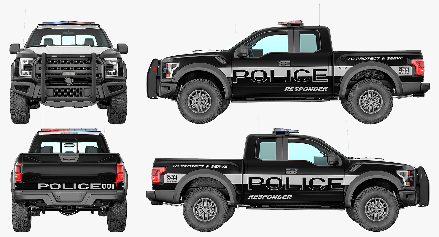 Police Pickup Truck Generic Rigged 3D model