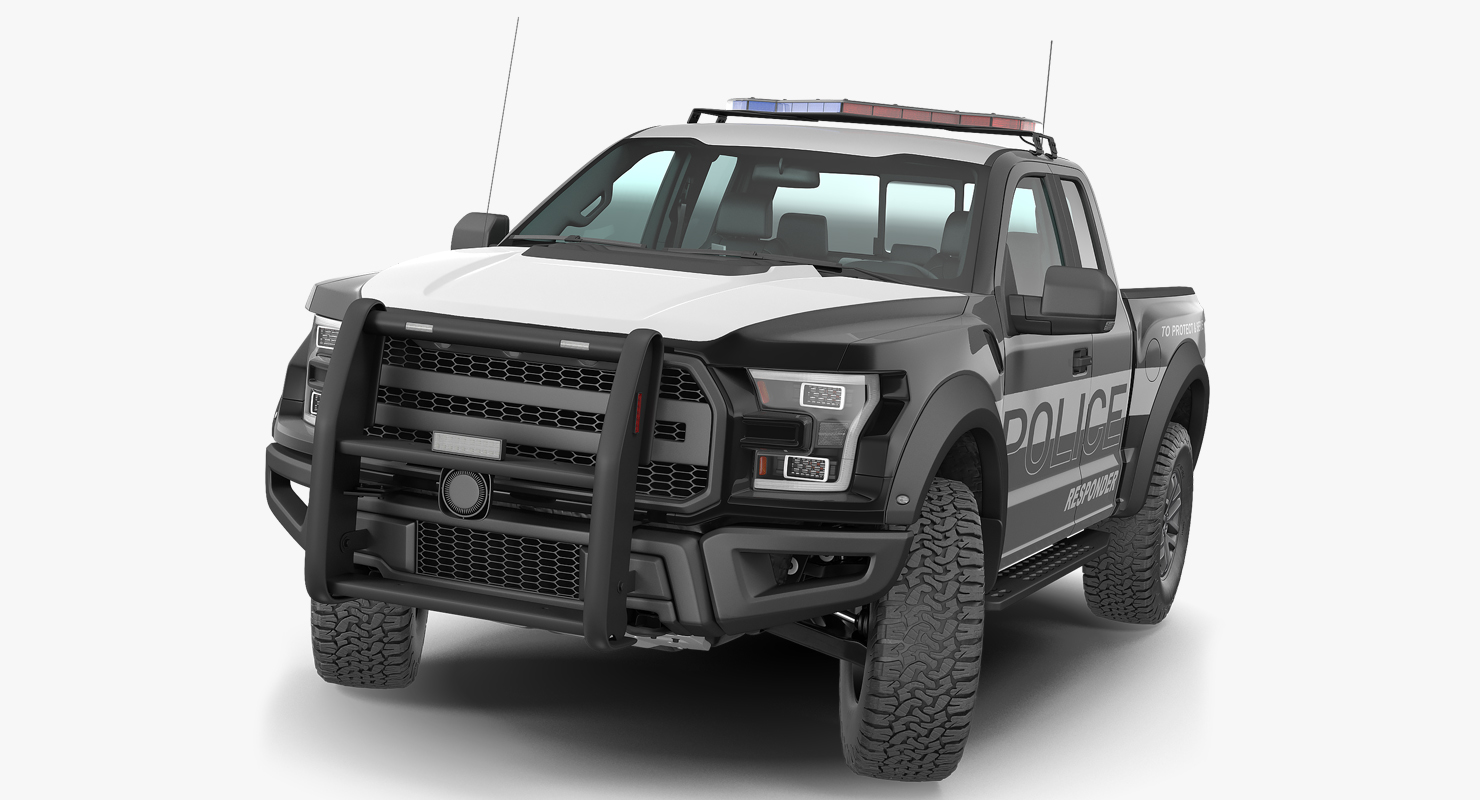 Police Pickup Truck Generic Rigged 3D model