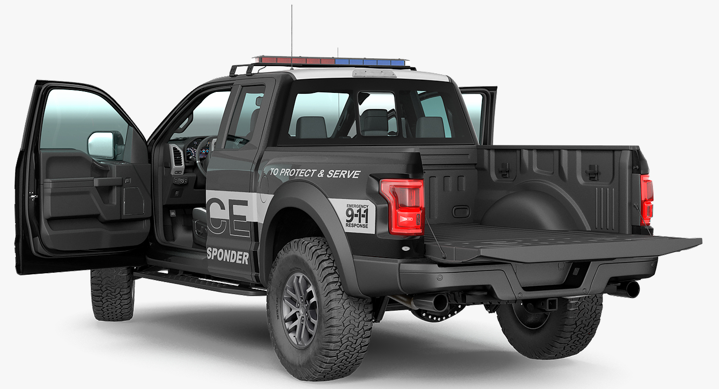 Police Pickup Truck Generic Rigged 3D model
