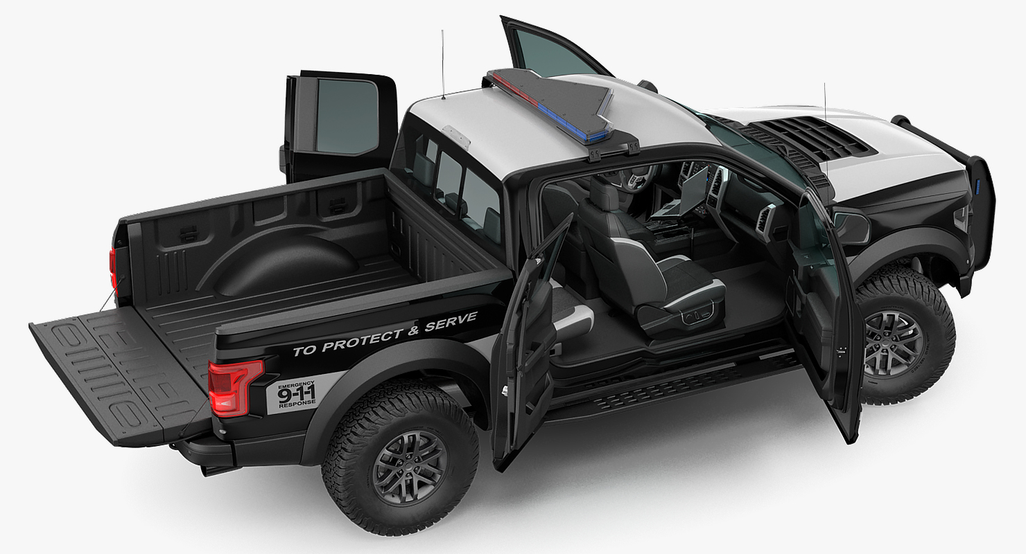 Police Pickup Truck Generic Rigged 3D model
