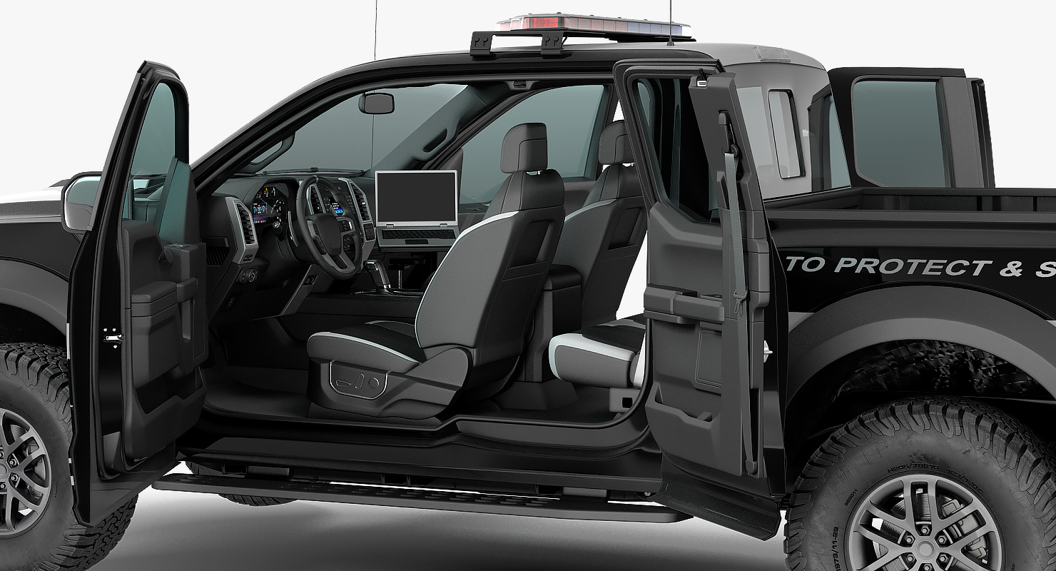 Police Pickup Truck Generic Rigged 3D model